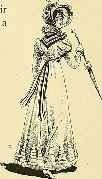 An illustration from Fashion in Paris; the various phases of feminine taste and aesthetics from 1797 to 1897, 1898, leaf 177