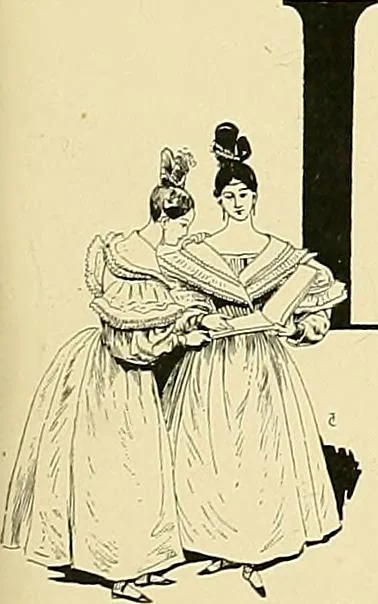 An illustration from Fashion in Paris; the various phases of feminine taste and aesthetics from 1797 to 1897, 1898, leaf 185