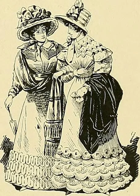 An illustration from Fashion in Paris; the various phases of feminine taste and aesthetics from 1797 to 1897, 1898, leaf 187