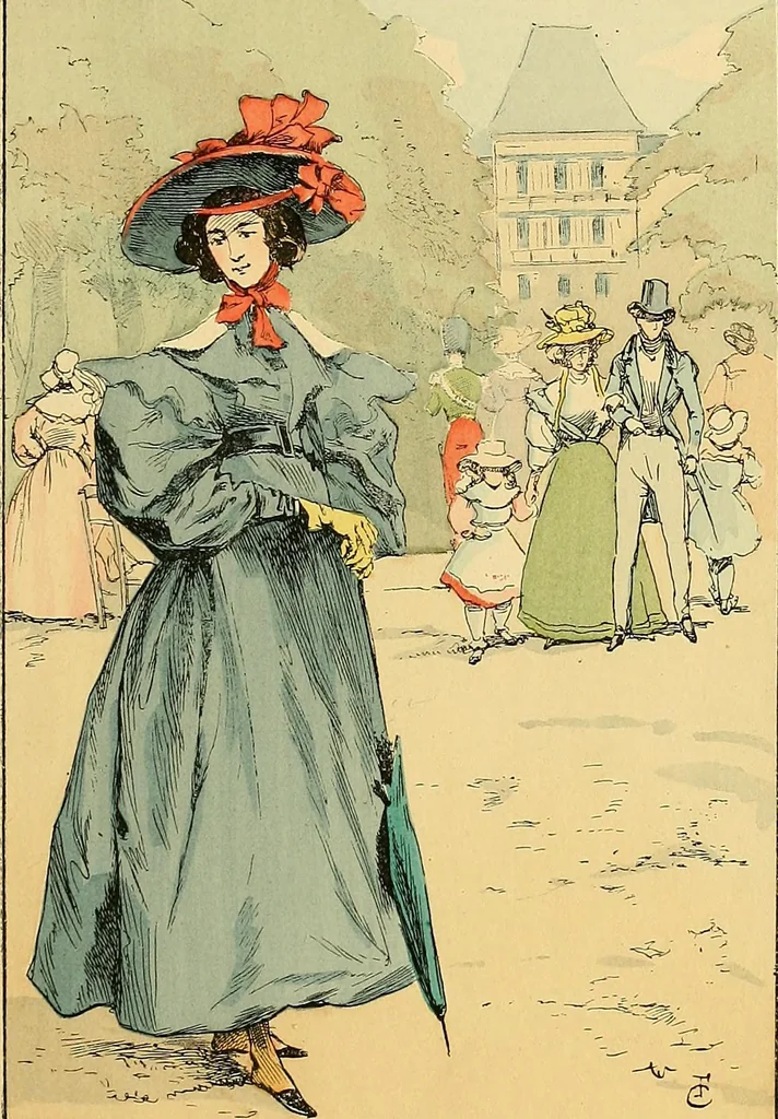 An illustration from Fashion in Paris; the various phases of feminine taste and aesthetics from 1797 to 1897, 1898, leaf 189