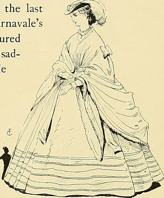 An illustration from Fashion in Paris; the various phases of feminine taste and aesthetics from 1797 to 1897, 1898, leaf 277