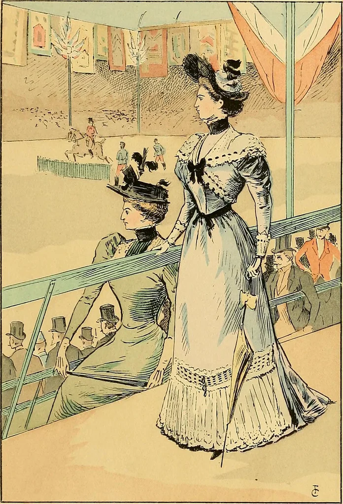 An illustration from Fashion in Paris; the various phases of feminine taste and aesthetics from 1797 to 1897, 1898, leaf 385
