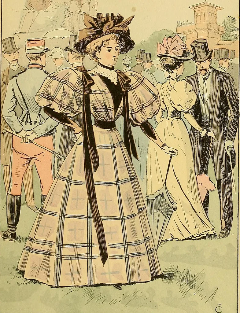 An illustration from Fashion in Paris; the various phases of feminine taste and aesthetics from 1797 to 1897, 1898, leaf 391
