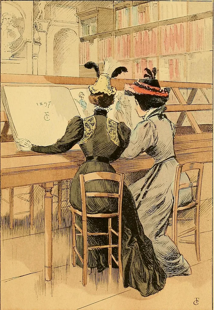 An illustration from Fashion in Paris; the various phases of feminine taste and aesthetics from 1797 to 1897, 1898, leaf 397