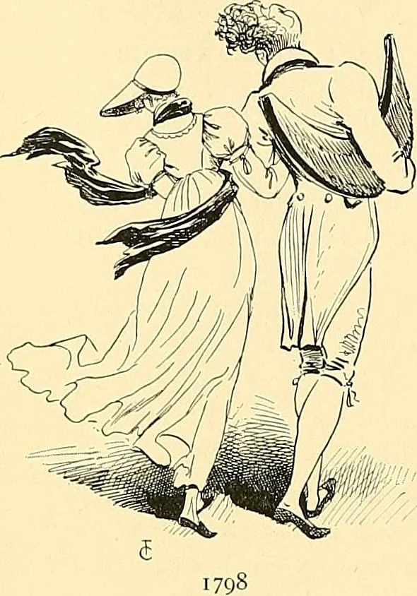 An illustration from Fashion in Paris; the various phases of feminine taste and aesthetics from 1797 to 1897, 1898, leaf 42