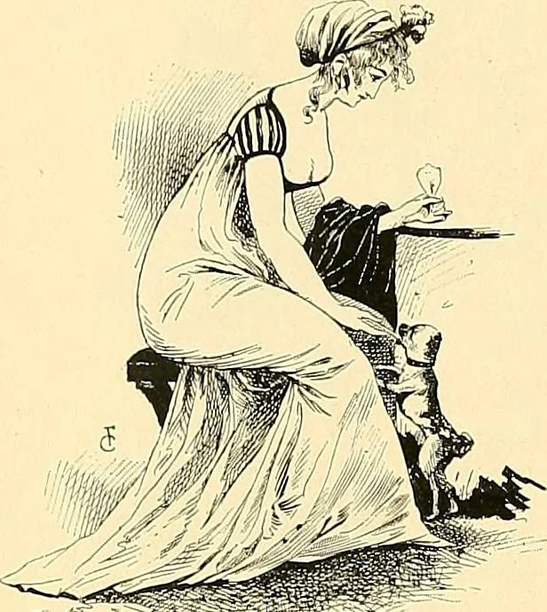 An illustration from Fashion in Paris; the various phases of feminine taste and aesthetics from 1797 to 1897, 1898, leaf 46