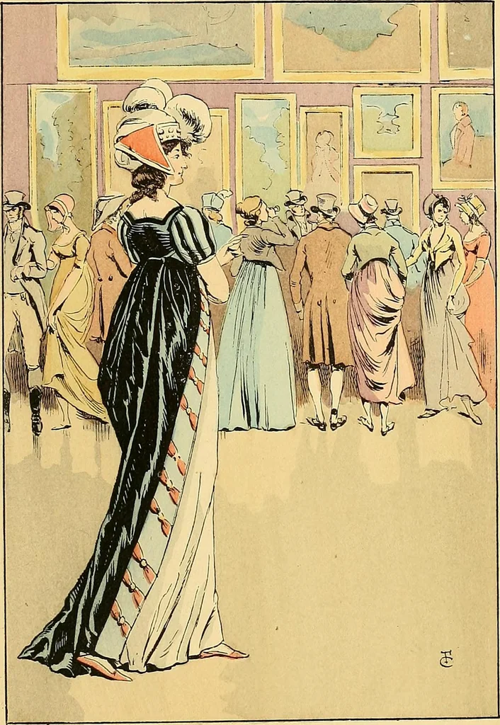 An illustration from Fashion in Paris; the various phases of feminine taste and aesthetics from 1797 to 1897, 1898, leaf 75