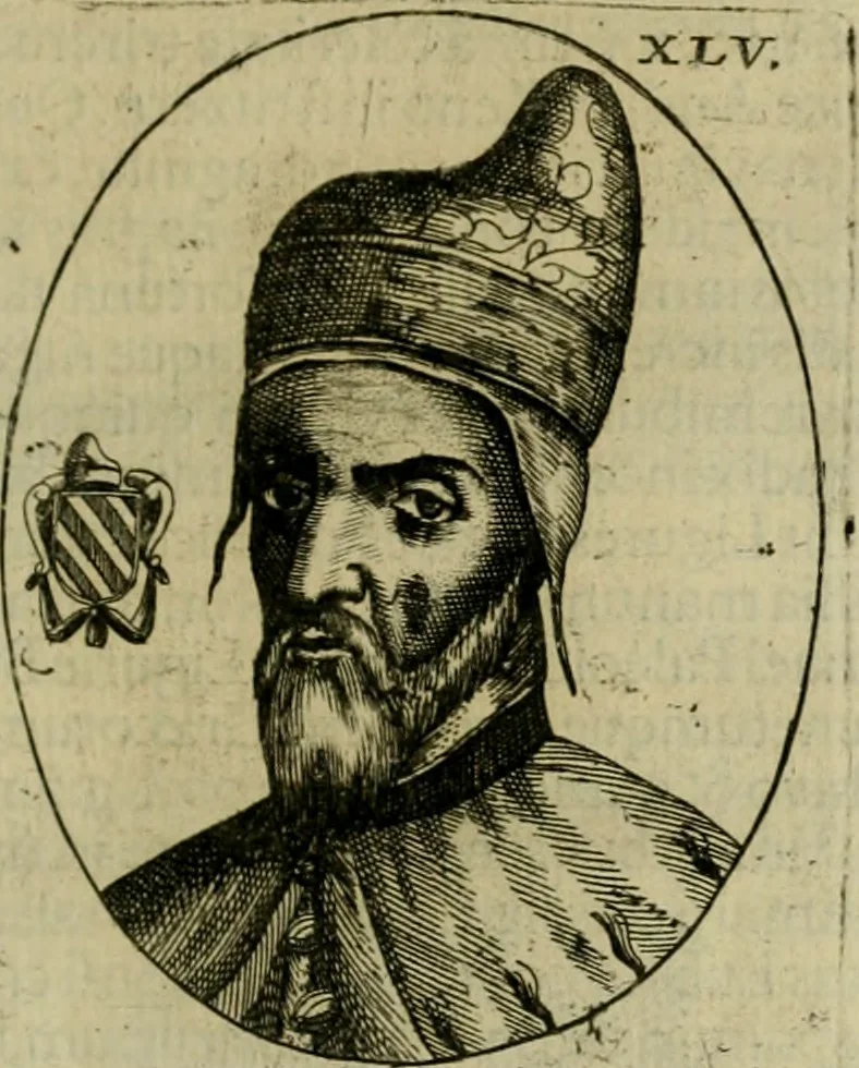 An illustration from Fasti ducales ab Anafesto I. ad Silvestrum Valerium Venetorum ducem : cum eorum iconibus, insignibus, nummismatibus publicis, & privatis aere sculptis : inscriptionibus ex aula M. Consilii, ac sepulchralibus : adiectae sunt adnotationes, ad vitam cuiusque principis, rerum, quae omissae fuerant, 1696, leaf 106