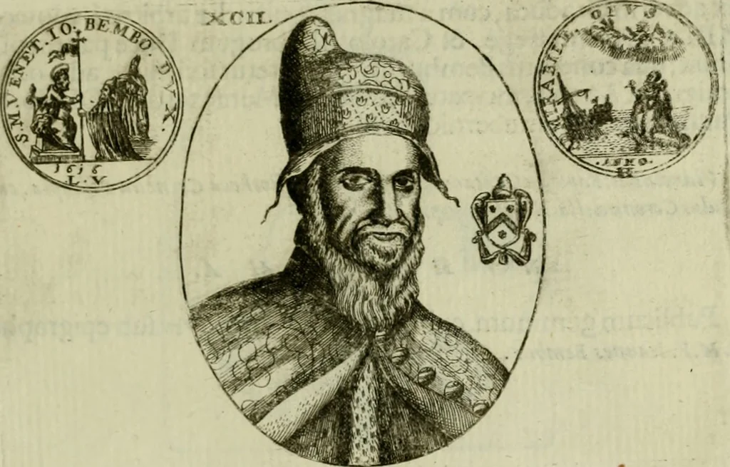 An illustration from Fasti ducales ab Anafesto I. ad Silvestrum Valerium Venetorum ducem : cum eorum iconibus, insignibus, nummismatibus publicis, & privatis aere sculptis : inscriptionibus ex aula M. Consilii, ac sepulchralibus : adiectae sunt adnotationes, ad vitam cuiusque principis, rerum, quae omissae fuerant, 1696, leaf 260