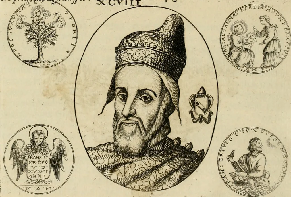 An illustration from Fasti ducales ab Anafesto I. ad Silvestrum Valerium Venetorum ducem : cum eorum iconibus, insignibus, nummismatibus publicis, & privatis aere sculptis : inscriptionibus ex aula M. Consilii, ac sepulchralibus : adiectae sunt adnotationes, ad vitam cuiusque principis, rerum, quae omissae fuerant, 1696, leaf 275