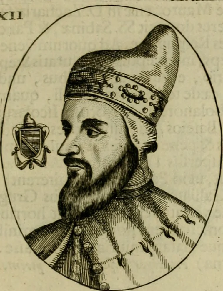 An illustration from Fasti ducales ab Anafesto I. ad Silvestrum Valerium Venetorum ducem : cum eorum iconibus, insignibus, nummismatibus publicis, & privatis aere sculptis : inscriptionibus ex aula M. Consilii, ac sepulchralibus : adiectae sunt adnotationes, ad vitam cuiusque principis, rerum, quae omissae fuerant, 1696, leaf 36