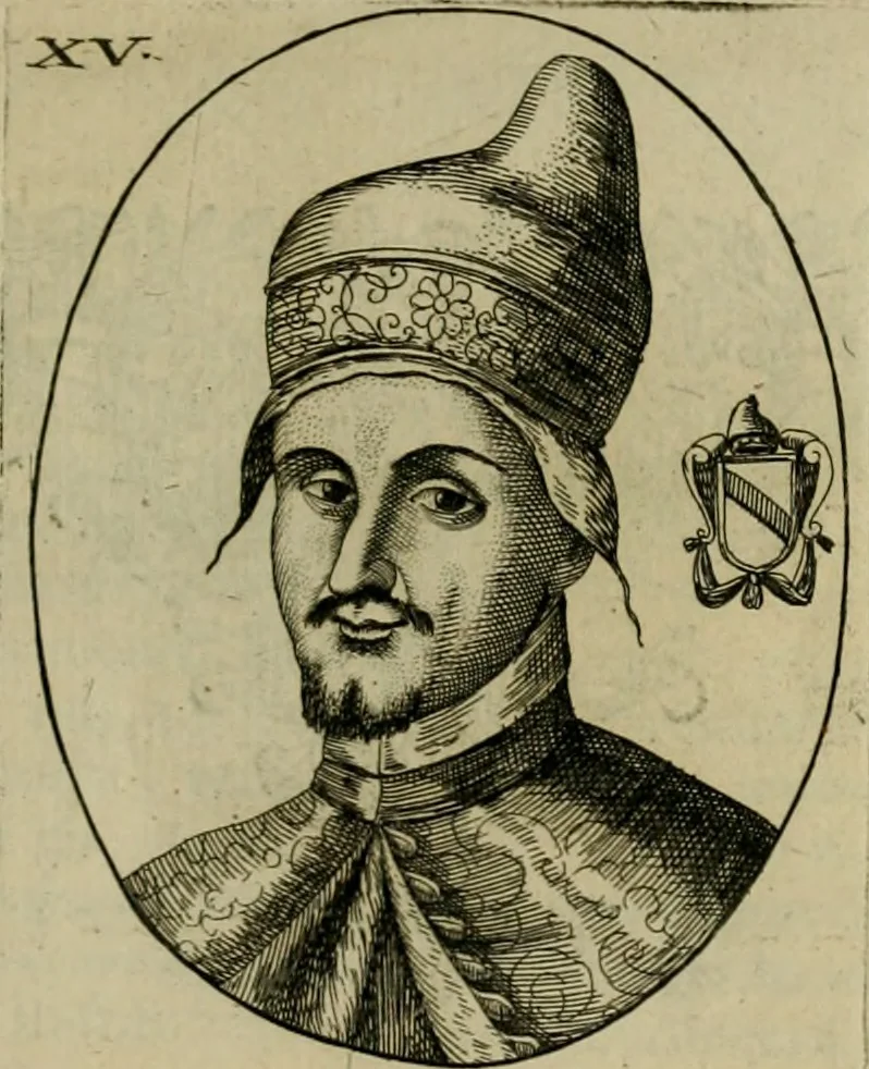 An illustration from Fasti ducales ab Anafesto I. ad Silvestrum Valerium Venetorum ducem : cum eorum iconibus, insignibus, nummismatibus publicis, & privatis aere sculptis : inscriptionibus ex aula M. Consilii, ac sepulchralibus : adiectae sunt adnotationes, ad vitam cuiusque principis, rerum, quae omissae fuerant, 1696, leaf 42