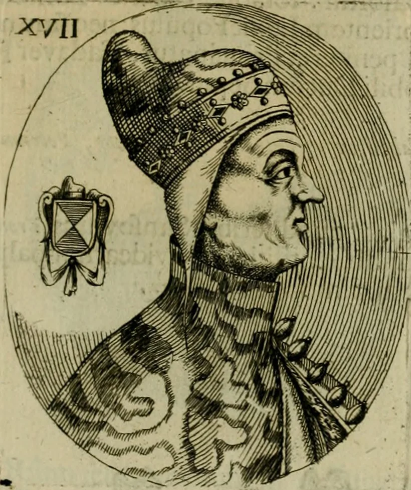 An illustration from Fasti ducales ab Anafesto I. ad Silvestrum Valerium Venetorum ducem : cum eorum iconibus, insignibus, nummismatibus publicis, & privatis aere sculptis : inscriptionibus ex aula M. Consilii, ac sepulchralibus : adiectae sunt adnotationes, ad vitam cuiusque principis, rerum, quae omissae fuerant, 1696, leaf 46
