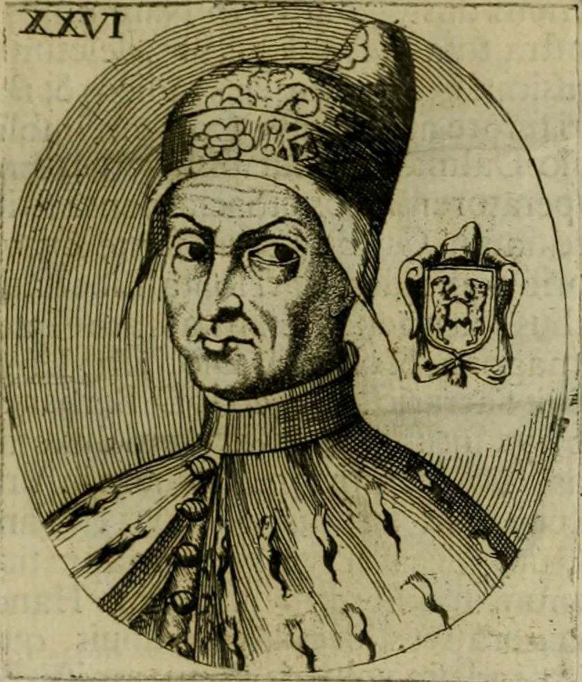 An illustration from Fasti ducales ab Anafesto I. ad Silvestrum Valerium Venetorum ducem : cum eorum iconibus, insignibus, nummismatibus publicis, & privatis aere sculptis : inscriptionibus ex aula M. Consilii, ac sepulchralibus : adiectae sunt adnotationes, ad vitam cuiusque principis, rerum, quae omissae fuerant, 1696, leaf 64
