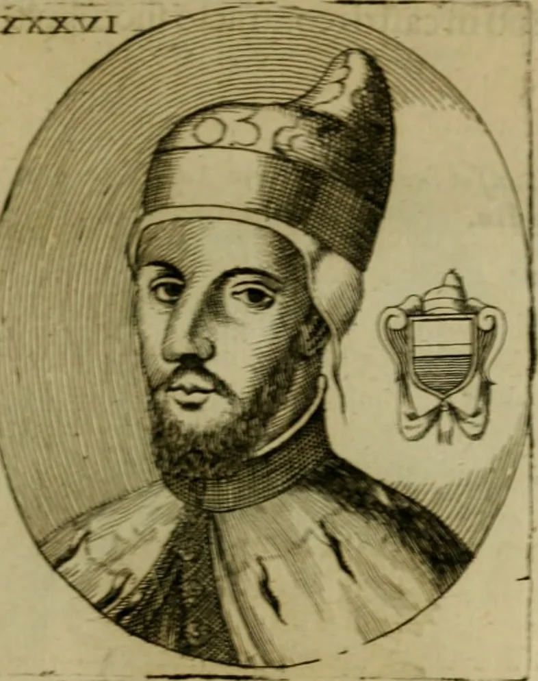 An illustration from Fasti ducales ab Anafesto I. ad Silvestrum Valerium Venetorum ducem : cum eorum iconibus, insignibus, nummismatibus publicis, & privatis aere sculptis : inscriptionibus ex aula M. Consilii, ac sepulchralibus : adiectae sunt adnotationes, ad vitam cuiusque principis, rerum, quae omissae fuerant, 1696, leaf 84
