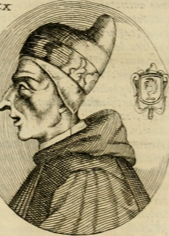 An illustration from Fasti ducales ab Anafesto I. ad Silvestrum Valerium Venetorum ducem : cum eorum iconibus, insignibus, nummismatibus publicis, & privatis aere sculptis : inscriptionibus ex aula M. Consilii, ac sepulchralibus : adiectae sunt adnotationes, ad vitam cuiusque principis, rerum, quae omissae fuerant, 1696, leaf 93
