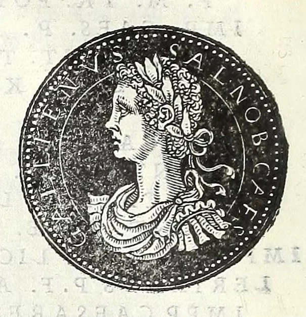 An illustration from Fasti et trivmphi Rom. a Romvlo rege vsqve ad Carolvm V. Caes. Aug., sive, Epitome regum, consulum, dictatorum, magistror. equitum, tribunorum militum consulari potestate, censorum, impp. & aliorum magistratuum Roman. cum orientalium tum occidentalium, ex antiquitatum monumentis maxima cum fide ac diligentia desumpta, 1557, leaf 102