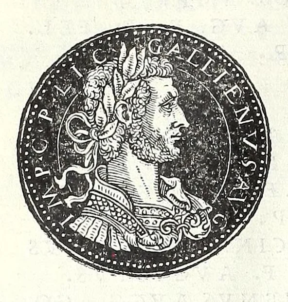 An illustration from Fasti et trivmphi Rom. a Romvlo rege vsqve ad Carolvm V. Caes. Aug., sive, Epitome regum, consulum, dictatorum, magistror. equitum, tribunorum militum consulari potestate, censorum, impp. & aliorum magistratuum Roman. cum orientalium tum occidentalium, ex antiquitatum monumentis maxima cum fide ac diligentia desumpta, 1557, leaf 102
