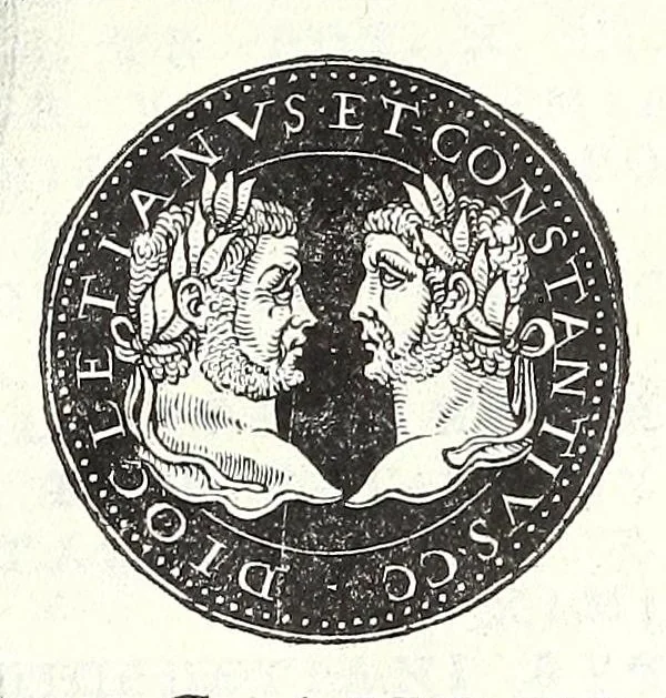 An illustration from Fasti et trivmphi Rom. a Romvlo rege vsqve ad Carolvm V. Caes. Aug., sive, Epitome regum, consulum, dictatorum, magistror. equitum, tribunorum militum consulari potestate, censorum, impp. & aliorum magistratuum Roman. cum orientalium tum occidentalium, ex antiquitatum monumentis maxima cum fide ac diligentia desumpta, 1557, leaf 109