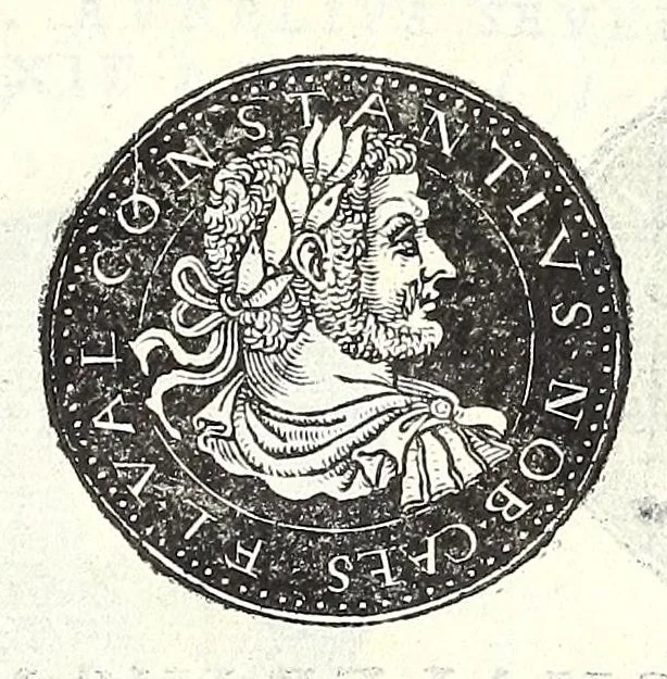 An illustration from Fasti et trivmphi Rom. a Romvlo rege vsqve ad Carolvm V. Caes. Aug., sive, Epitome regum, consulum, dictatorum, magistror. equitum, tribunorum militum consulari potestate, censorum, impp. & aliorum magistratuum Roman. cum orientalium tum occidentalium, ex antiquitatum monumentis maxima cum fide ac diligentia desumpta, 1557, leaf 113