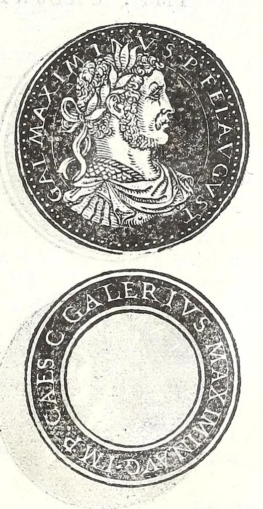 An illustration from Fasti et trivmphi Rom. a Romvlo rege vsqve ad Carolvm V. Caes. Aug., sive, Epitome regum, consulum, dictatorum, magistror. equitum, tribunorum militum consulari potestate, censorum, impp. & aliorum magistratuum Roman. cum orientalium tum occidentalium, ex antiquitatum monumentis maxima cum fide ac diligentia desumpta, 1557, leaf 117