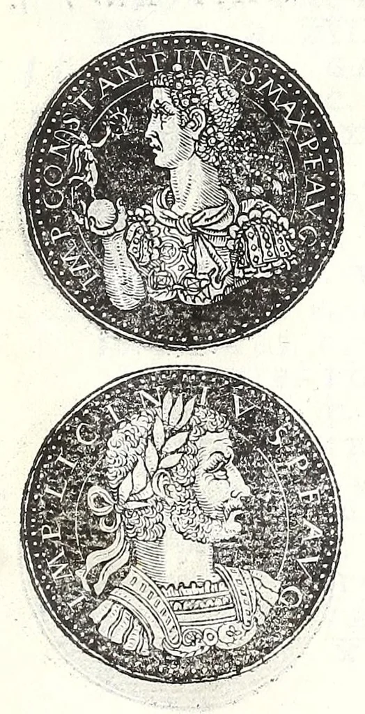 An illustration from Fasti et trivmphi Rom. a Romvlo rege vsqve ad Carolvm V. Caes. Aug., sive, Epitome regum, consulum, dictatorum, magistror. equitum, tribunorum militum consulari potestate, censorum, impp. & aliorum magistratuum Roman. cum orientalium tum occidentalium, ex antiquitatum monumentis maxima cum fide ac diligentia desumpta, 1557, leaf 117