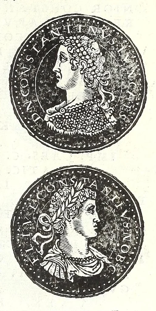 An illustration from Fasti et trivmphi Rom. a Romvlo rege vsqve ad Carolvm V. Caes. Aug., sive, Epitome regum, consulum, dictatorum, magistror. equitum, tribunorum militum consulari potestate, censorum, impp. & aliorum magistratuum Roman. cum orientalium tum occidentalium, ex antiquitatum monumentis maxima cum fide ac diligentia desumpta, 1557, leaf 121