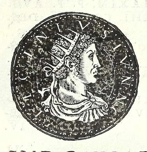 An illustration from Fasti et trivmphi Rom. a Romvlo rege vsqve ad Carolvm V. Caes. Aug., sive, Epitome regum, consulum, dictatorum, magistror. equitum, tribunorum militum consulari potestate, censorum, impp. & aliorum magistratuum Roman. cum orientalium tum occidentalium, ex antiquitatum monumentis maxima cum fide ac diligentia desumpta, 1557, leaf 121