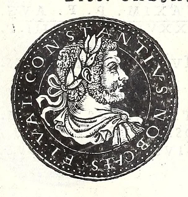 An illustration from Fasti et trivmphi Rom. a Romvlo rege vsqve ad Carolvm V. Caes. Aug., sive, Epitome regum, consulum, dictatorum, magistror. equitum, tribunorum militum consulari potestate, censorum, impp. & aliorum magistratuum Roman. cum orientalium tum occidentalium, ex antiquitatum monumentis maxima cum fide ac diligentia desumpta, 1557, leaf 121