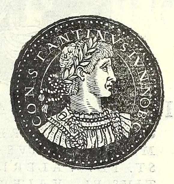 An illustration from Fasti et trivmphi Rom. a Romvlo rege vsqve ad Carolvm V. Caes. Aug., sive, Epitome regum, consulum, dictatorum, magistror. equitum, tribunorum militum consulari potestate, censorum, impp. & aliorum magistratuum Roman. cum orientalium tum occidentalium, ex antiquitatum monumentis maxima cum fide ac diligentia desumpta, 1557, leaf 123