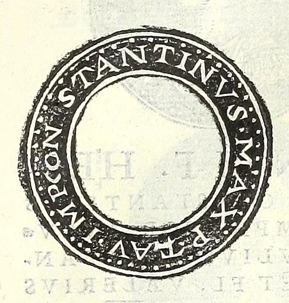 An illustration from Fasti et trivmphi Rom. a Romvlo rege vsqve ad Carolvm V. Caes. Aug., sive, Epitome regum, consulum, dictatorum, magistror. equitum, tribunorum militum consulari potestate, censorum, impp. & aliorum magistratuum Roman. cum orientalium tum occidentalium, ex antiquitatum monumentis maxima cum fide ac diligentia desumpta, 1557, leaf 123
