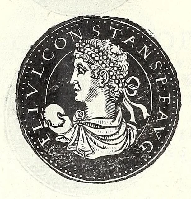 An illustration from Fasti et trivmphi Rom. a Romvlo rege vsqve ad Carolvm V. Caes. Aug., sive, Epitome regum, consulum, dictatorum, magistror. equitum, tribunorum militum consulari potestate, censorum, impp. & aliorum magistratuum Roman. cum orientalium tum occidentalium, ex antiquitatum monumentis maxima cum fide ac diligentia desumpta, 1557, leaf 125