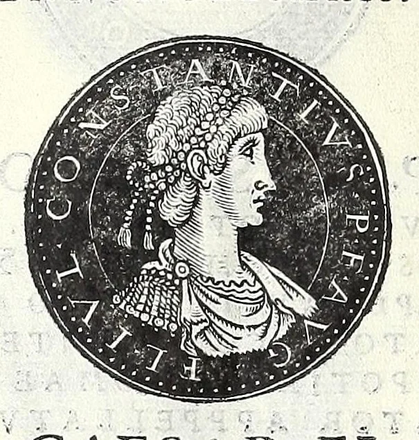 An illustration from Fasti et trivmphi Rom. a Romvlo rege vsqve ad Carolvm V. Caes. Aug., sive, Epitome regum, consulum, dictatorum, magistror. equitum, tribunorum militum consulari potestate, censorum, impp. & aliorum magistratuum Roman. cum orientalium tum occidentalium, ex antiquitatum monumentis maxima cum fide ac diligentia desumpta, 1557, leaf 128