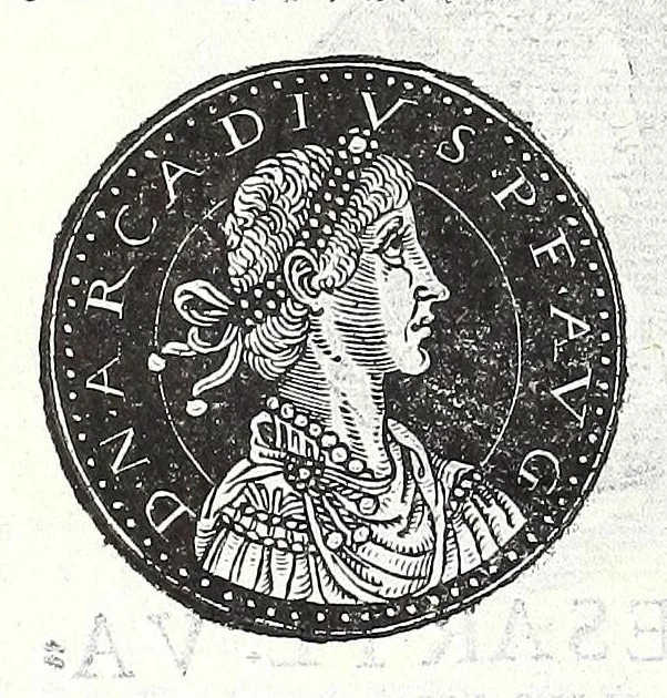 An illustration from Fasti et trivmphi Rom. a Romvlo rege vsqve ad Carolvm V. Caes. Aug., sive, Epitome regum, consulum, dictatorum, magistror. equitum, tribunorum militum consulari potestate, censorum, impp. & aliorum magistratuum Roman. cum orientalium tum occidentalium, ex antiquitatum monumentis maxima cum fide ac diligentia desumpta, 1557, leaf 134