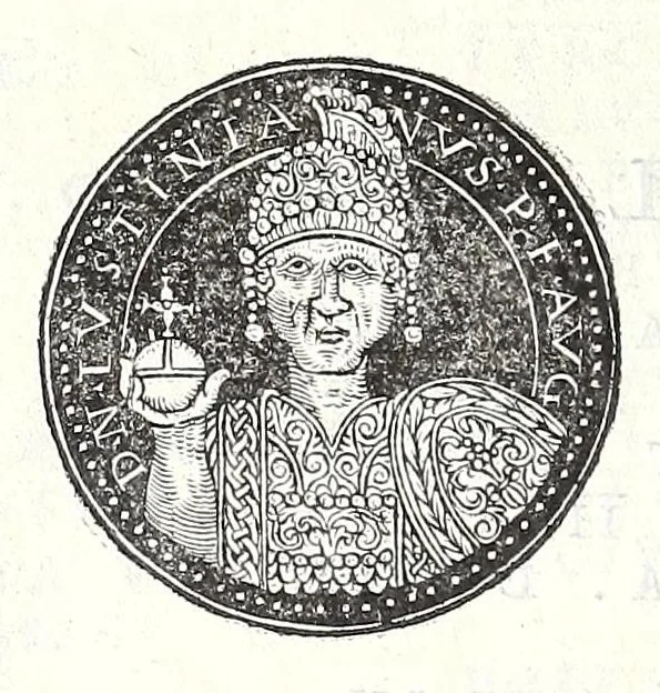 An illustration from Fasti et trivmphi Rom. a Romvlo rege vsqve ad Carolvm V. Caes. Aug., sive, Epitome regum, consulum, dictatorum, magistror. equitum, tribunorum militum consulari potestate, censorum, impp. & aliorum magistratuum Roman. cum orientalium tum occidentalium, ex antiquitatum monumentis maxima cum fide ac diligentia desumpta, 1557, leaf 150