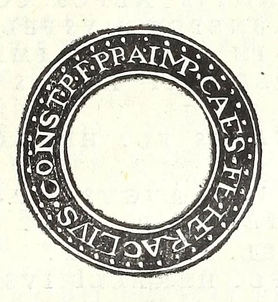 An illustration from Fasti et trivmphi Rom. a Romvlo rege vsqve ad Carolvm V. Caes. Aug., sive, Epitome regum, consulum, dictatorum, magistror. equitum, tribunorum militum consulari potestate, censorum, impp. & aliorum magistratuum Roman. cum orientalium tum occidentalium, ex antiquitatum monumentis maxima cum fide ac diligentia desumpta, 1557, leaf 163