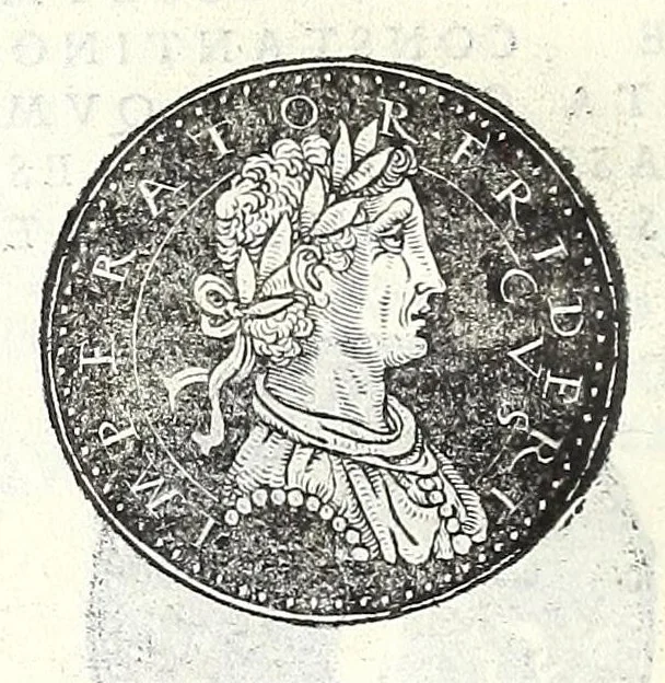 An illustration from Fasti et trivmphi Rom. a Romvlo rege vsqve ad Carolvm V. Caes. Aug., sive, Epitome regum, consulum, dictatorum, magistror. equitum, tribunorum militum consulari potestate, censorum, impp. & aliorum magistratuum Roman. cum orientalium tum occidentalium, ex antiquitatum monumentis maxima cum fide ac diligentia desumpta, 1557, leaf 202