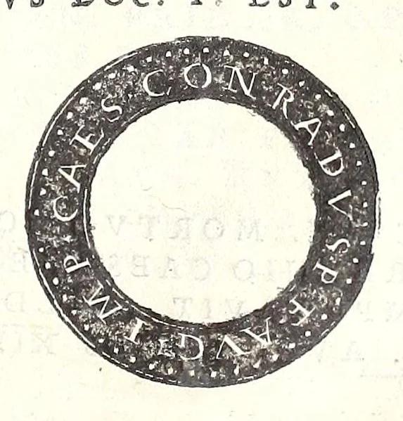 An illustration from Fasti et trivmphi Rom. a Romvlo rege vsqve ad Carolvm V. Caes. Aug., sive, Epitome regum, consulum, dictatorum, magistror. equitum, tribunorum militum consulari potestate, censorum, impp. & aliorum magistratuum Roman. cum orientalium tum occidentalium, ex antiquitatum monumentis maxima cum fide ac diligentia desumpta, 1557, leaf 203