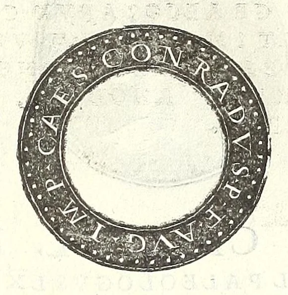 An illustration from Fasti et trivmphi Rom. a Romvlo rege vsqve ad Carolvm V. Caes. Aug., sive, Epitome regum, consulum, dictatorum, magistror. equitum, tribunorum militum consulari potestate, censorum, impp. & aliorum magistratuum Roman. cum orientalium tum occidentalium, ex antiquitatum monumentis maxima cum fide ac diligentia desumpta, 1557, leaf 205