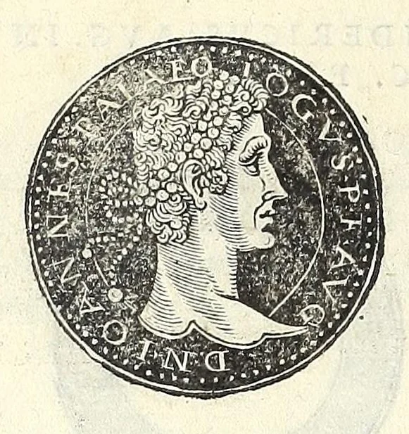 An illustration from Fasti et trivmphi Rom. a Romvlo rege vsqve ad Carolvm V. Caes. Aug., sive, Epitome regum, consulum, dictatorum, magistror. equitum, tribunorum militum consulari potestate, censorum, impp. & aliorum magistratuum Roman. cum orientalium tum occidentalium, ex antiquitatum monumentis maxima cum fide ac diligentia desumpta, 1557, leaf 206