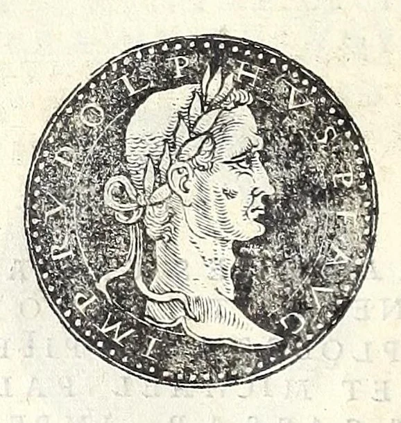 An illustration from Fasti et trivmphi Rom. a Romvlo rege vsqve ad Carolvm V. Caes. Aug., sive, Epitome regum, consulum, dictatorum, magistror. equitum, tribunorum militum consulari potestate, censorum, impp. & aliorum magistratuum Roman. cum orientalium tum occidentalium, ex antiquitatum monumentis maxima cum fide ac diligentia desumpta, 1557, leaf 206