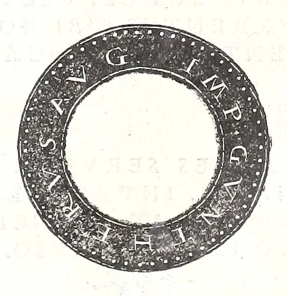 An illustration from Fasti et trivmphi Rom. a Romvlo rege vsqve ad Carolvm V. Caes. Aug., sive, Epitome regum, consulum, dictatorum, magistror. equitum, tribunorum militum consulari potestate, censorum, impp. & aliorum magistratuum Roman. cum orientalium tum occidentalium, ex antiquitatum monumentis maxima cum fide ac diligentia desumpta, 1557, leaf 211