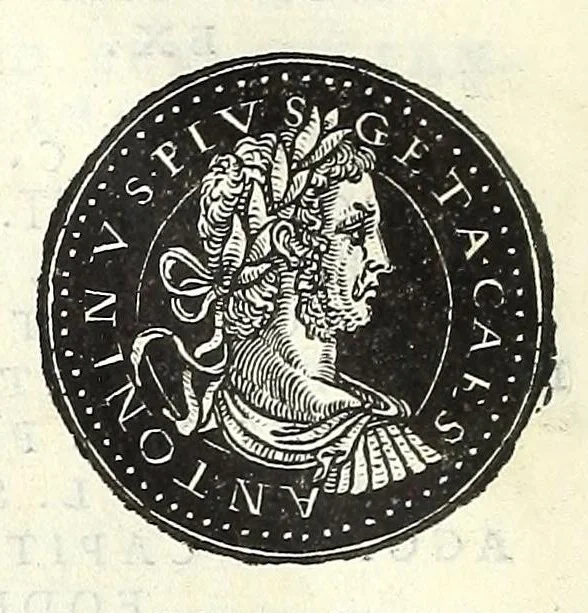 An illustration from Fasti et trivmphi Rom. a Romvlo rege vsqve ad Carolvm V. Caes. Aug., sive, Epitome regum, consulum, dictatorum, magistror. equitum, tribunorum militum consulari potestate, censorum, impp. & aliorum magistratuum Roman. cum orientalium tum occidentalium, ex antiquitatum monumentis maxima cum fide ac diligentia desumpta, 1557, leaf 88
