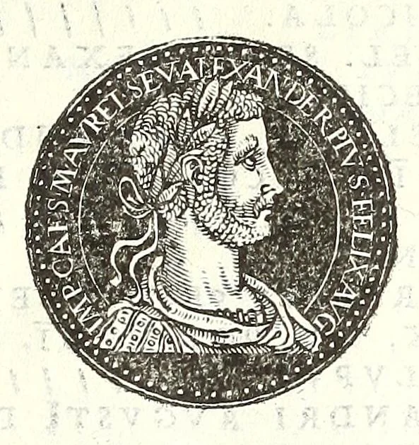 An illustration from Fasti et trivmphi Rom. a Romvlo rege vsqve ad Carolvm V. Caes. Aug., sive, Epitome regum, consulum, dictatorum, magistror. equitum, tribunorum militum consulari potestate, censorum, impp. & aliorum magistratuum Roman. cum orientalium tum occidentalium, ex antiquitatum monumentis maxima cum fide ac diligentia desumpta, 1557, leaf 93