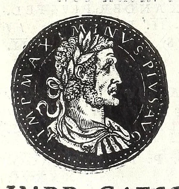 An illustration from Fasti et trivmphi Rom. a Romvlo rege vsqve ad Carolvm V. Caes. Aug., sive, Epitome regum, consulum, dictatorum, magistror. equitum, tribunorum militum consulari potestate, censorum, impp. & aliorum magistratuum Roman. cum orientalium tum occidentalium, ex antiquitatum monumentis maxima cum fide ac diligentia desumpta, 1557, leaf 94
