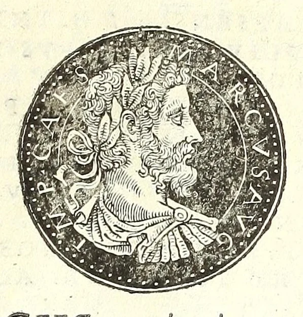 An illustration from Fasti et trivmphi Rom. a Romvlo rege vsqve ad Carolvm V. Caes. Aug., sive, Epitome regum, consulum, dictatorum, magistror. equitum, tribunorum militum consulari potestate, censorum, impp. & aliorum magistratuum Roman. cum orientalium tum occidentalium, ex antiquitatum monumentis maxima cum fide ac diligentia desumpta, 1557, leaf 97