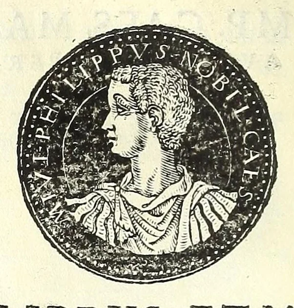 An illustration from Fasti et trivmphi Rom. a Romvlo rege vsqve ad Carolvm V. Caes. Aug., sive, Epitome regum, consulum, dictatorum, magistror. equitum, tribunorum militum consulari potestate, censorum, impp. & aliorum magistratuum Roman. cum orientalium tum occidentalium, ex antiquitatum monumentis maxima cum fide ac diligentia desumpta, 1557, leaf 98