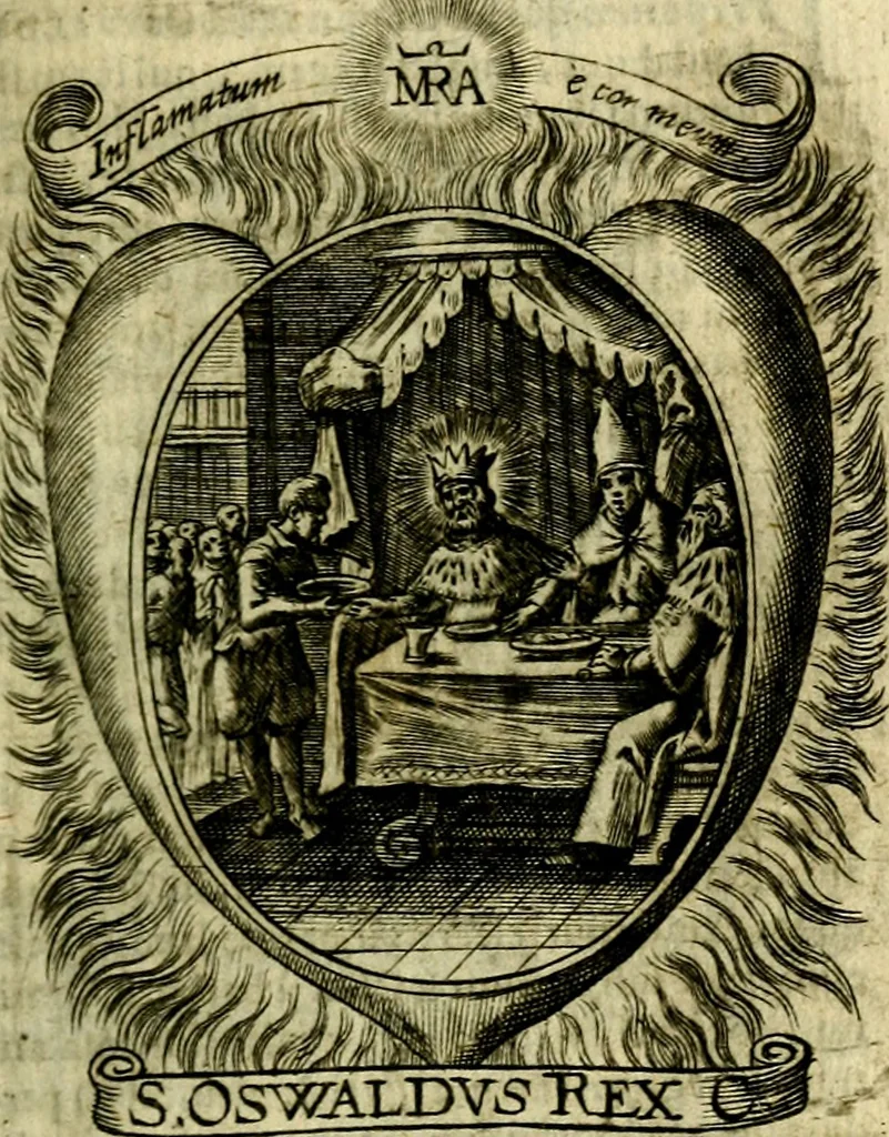 An illustration from Fasti Mariani cum illustrium diuorum imaginib. & elogijs prope DC. in singulos anni menses diésq SS. natales distributis, 1630, leaf 118