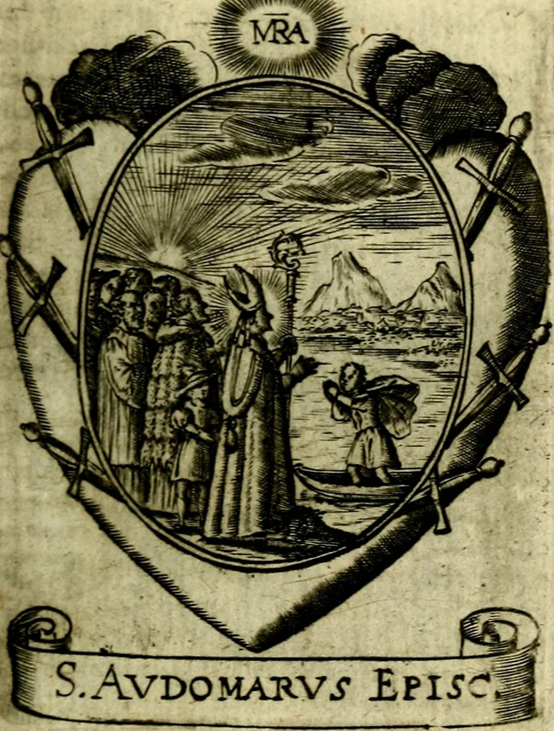 An illustration from Fasti Mariani cum illustrium diuorum imaginib. & elogijs prope DC. in singulos anni menses diésq SS. natales distributis, 1630, leaf 230