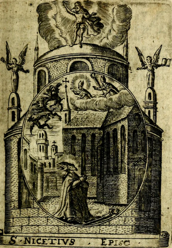 An illustration from Fasti Mariani cum illustrium diuorum imaginib. & elogijs prope DC. in singulos anni menses diésq SS. natales distributis, 1630, leaf 304